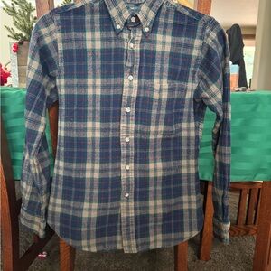 Rare Vintage 1960’s Pendleton Men's Wool Navy and Green Plaid Shirt